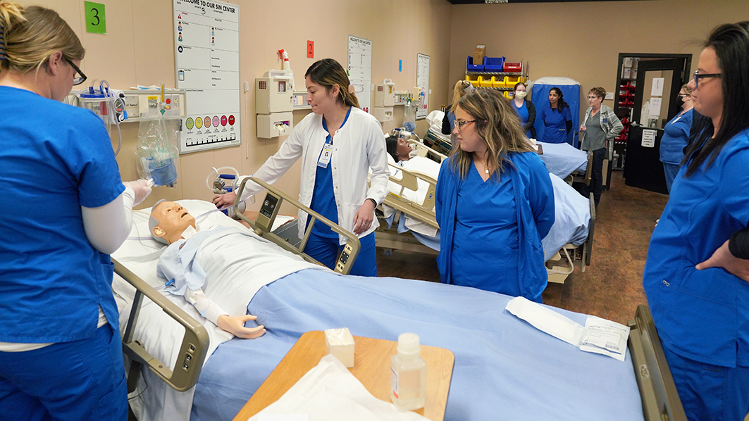 Students in nursing lab