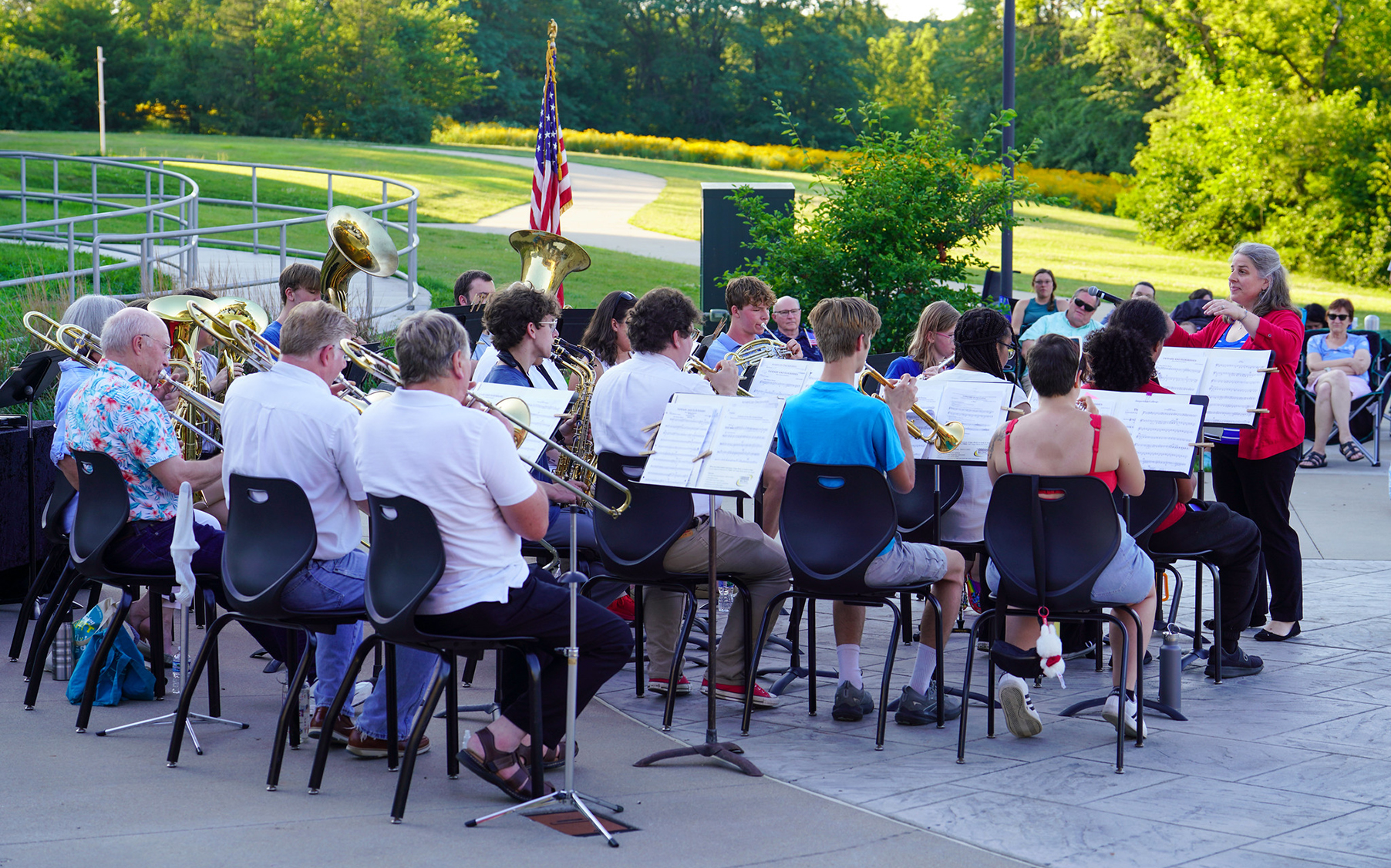 Community band playing at concert