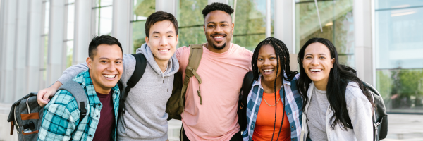 Diverse group of students smiling