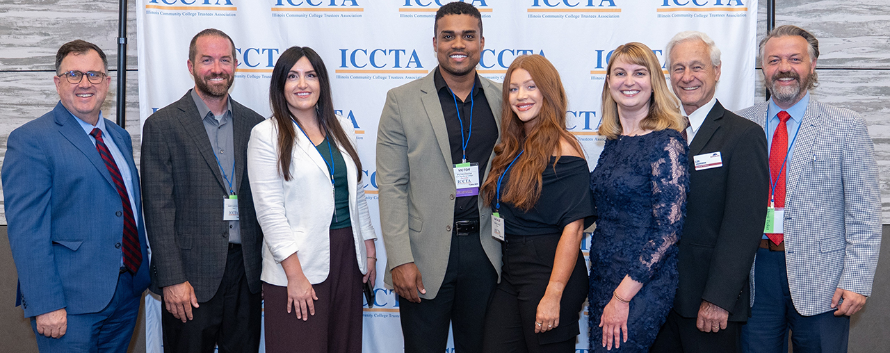 group of people posing for photo at the ICCTA awards banquet.