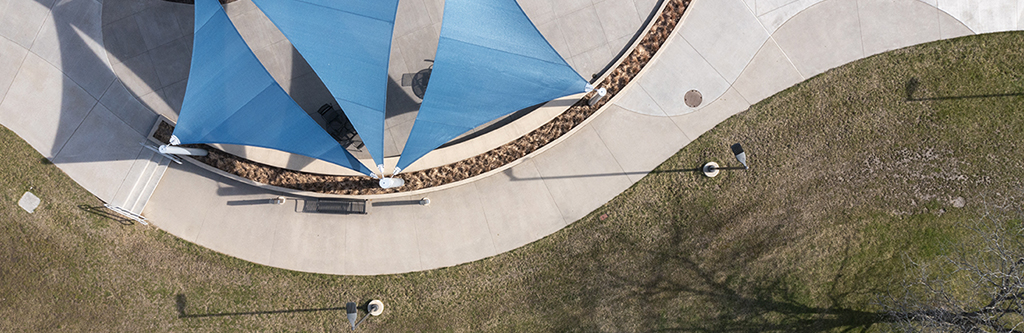 aerial view of the patio.