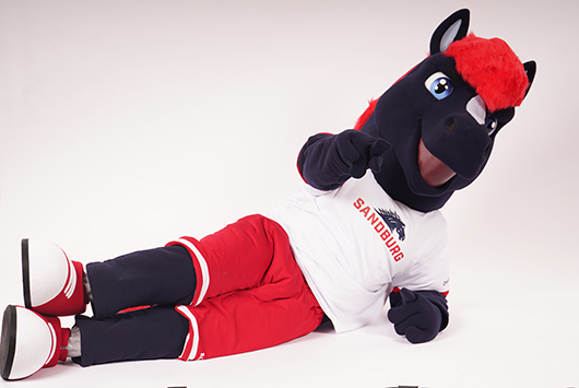 Charlie the Charger laying on side