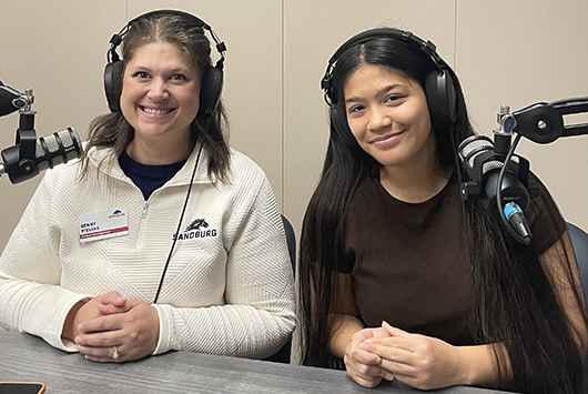 Aaron Frey and Laura Nagel in WRAM studio