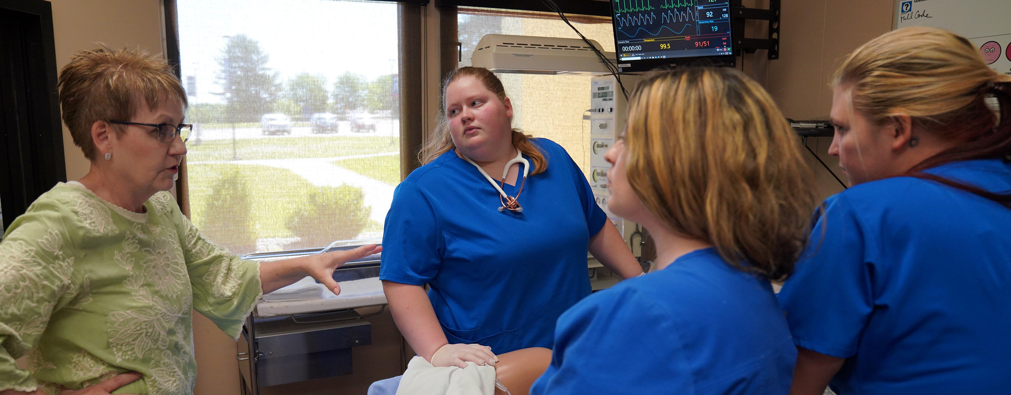 nursing lab simulating a child birth.