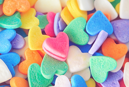 heart shaped candies.