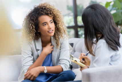 Two women talking