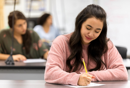 Student taking a test