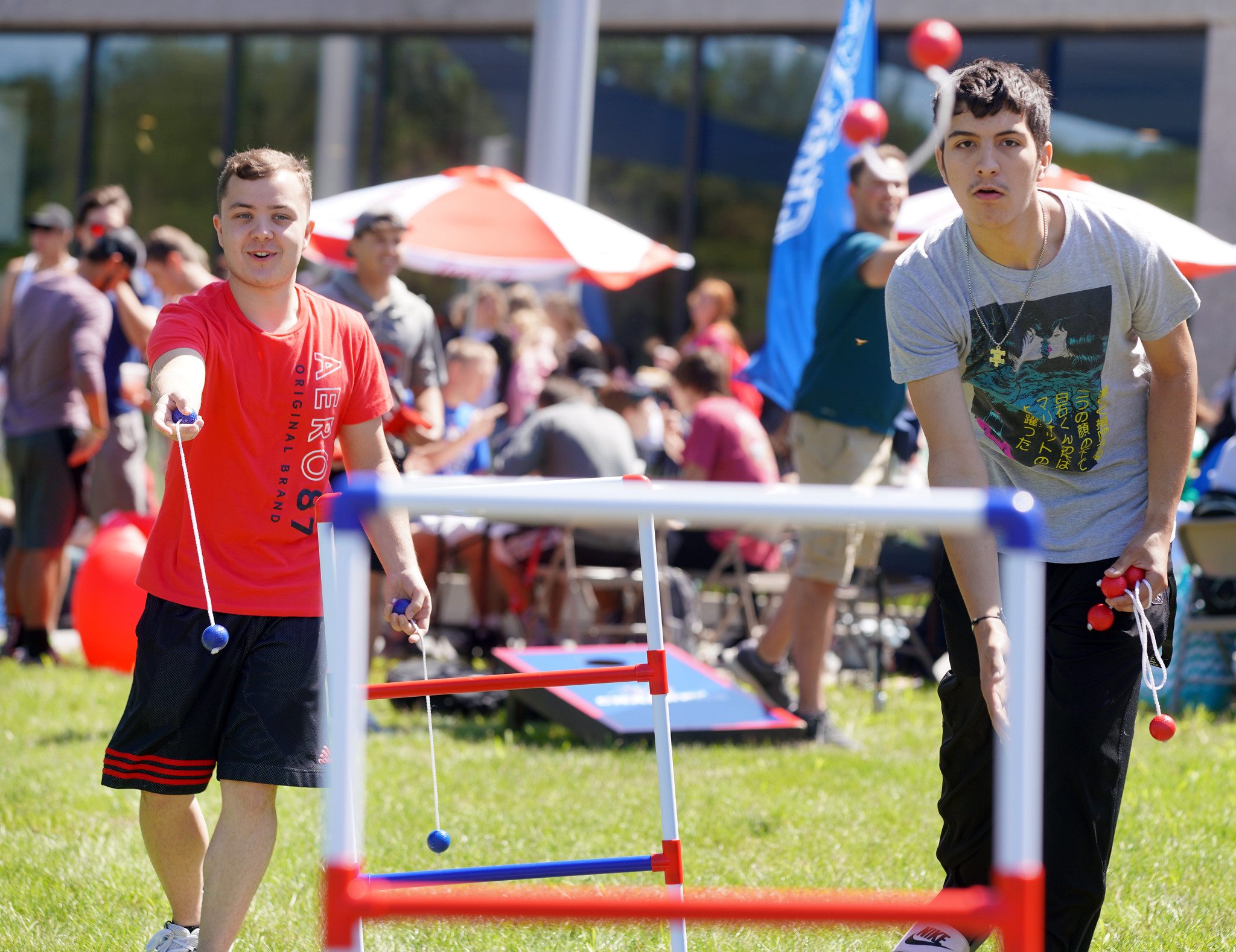 students playing games at spring fest.