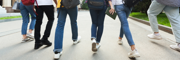 students walking